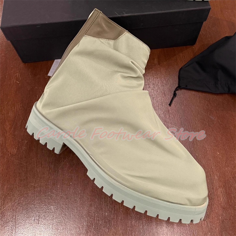 Men'S Shoes Height Increase - Pleated Nylon Cloth High Top Male