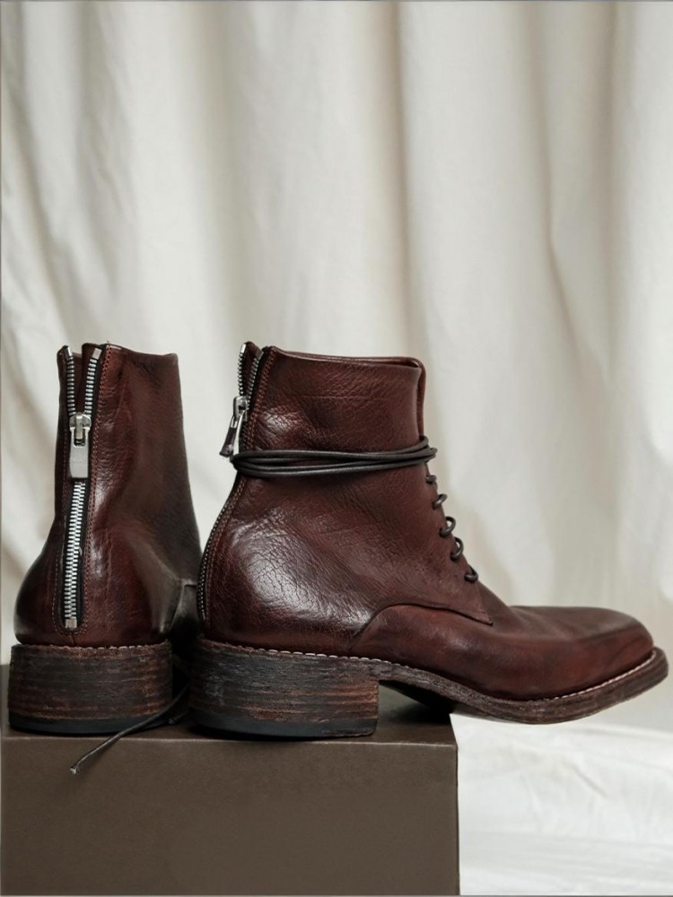Retro Fashion Male Zipper Genu - Men'S Shoes Height Increase 评论和价格