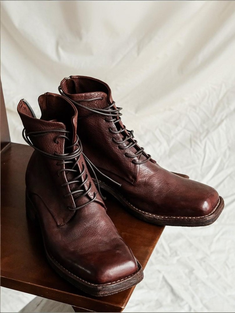 Retro Fashion Male Zipper Genu - Men'S Shoes Height Increase 评论和价格