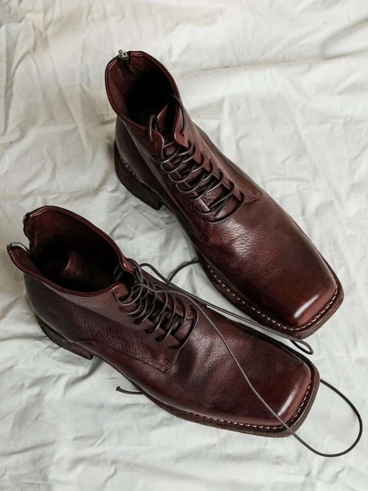 Retro Fashion Male Zipper Genu - Men'S Shoes Height Increase 评论和价格