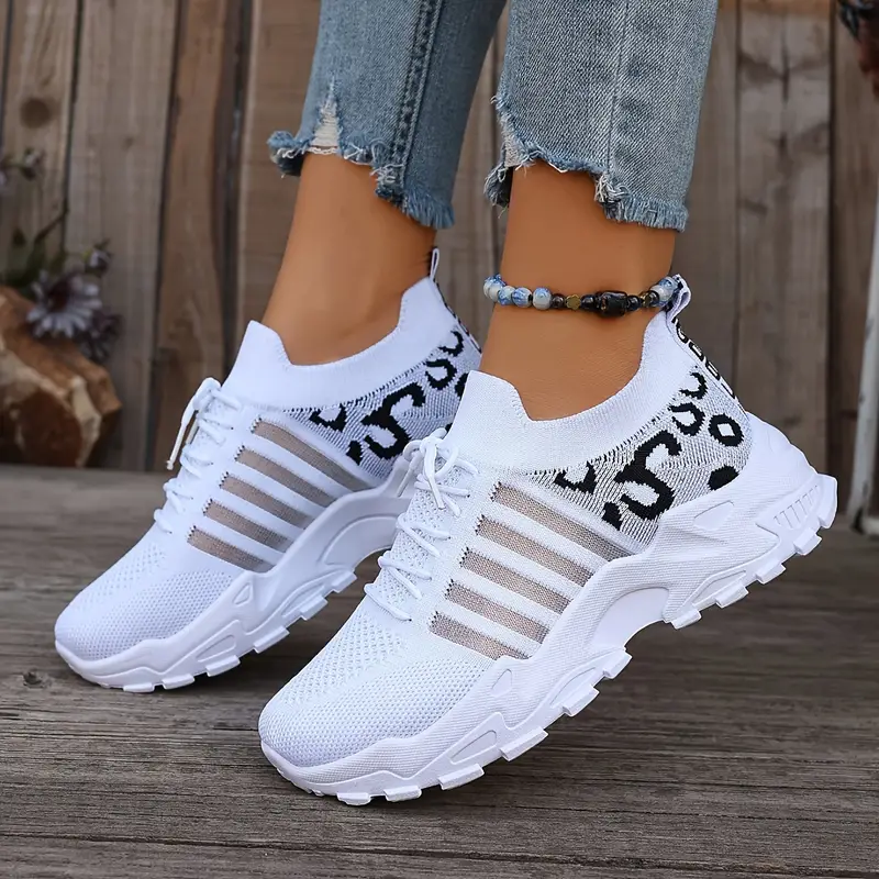 Leopard Print Knit Women's Sne - Mesh Trainer Breathable 评论和价格