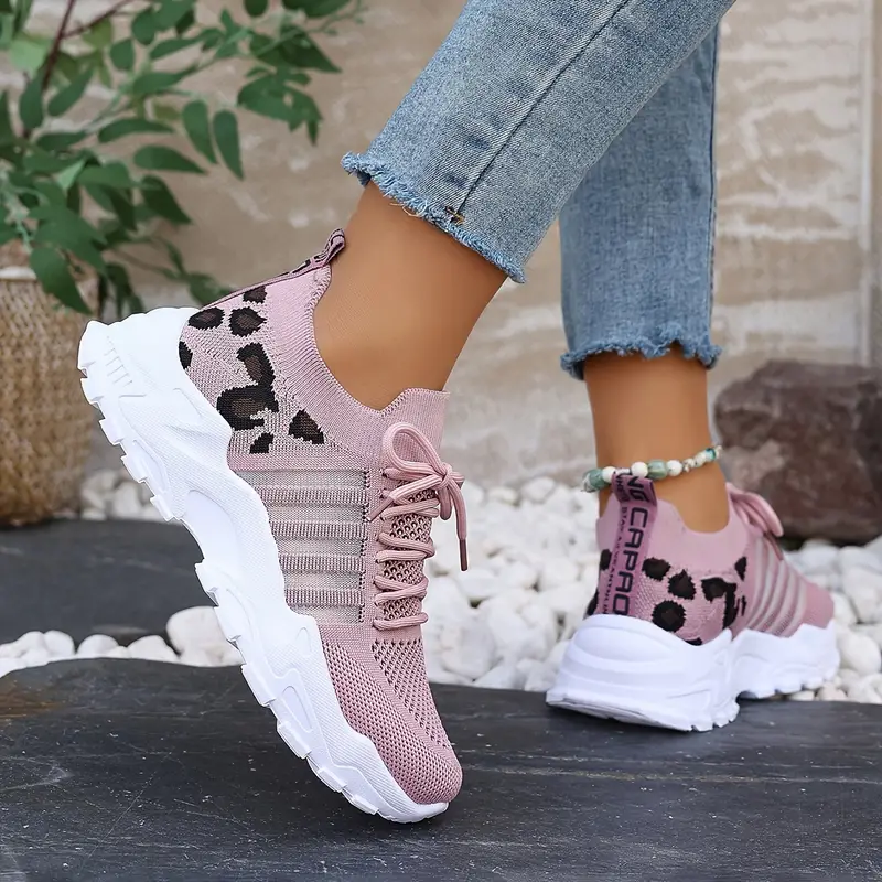 Leopard Print Knit Women's Sne - Mesh Trainer Breathable 评论和价格