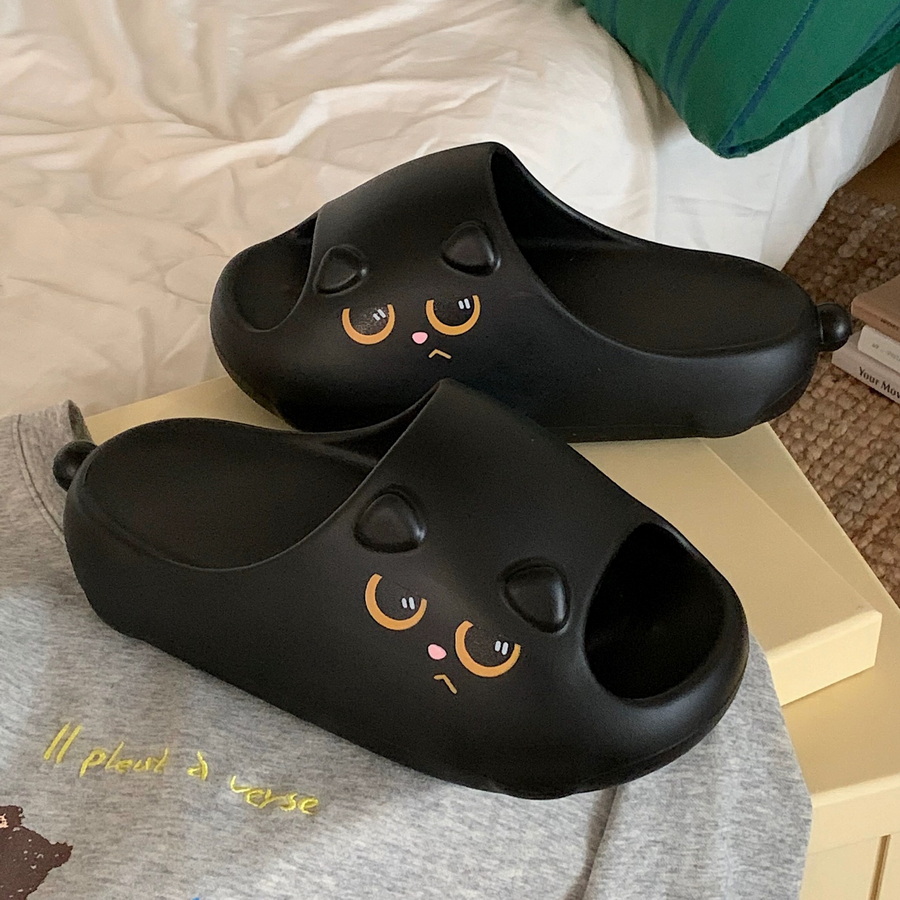 New Black Cat Slippers for Wom - Men'S Shoes With Platform 评论和价格