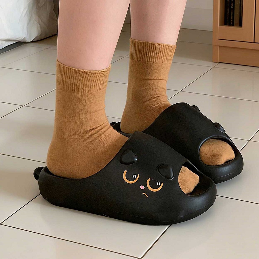New Black Cat Slippers for Wom - Men'S Shoes With Platform 评论和价格
