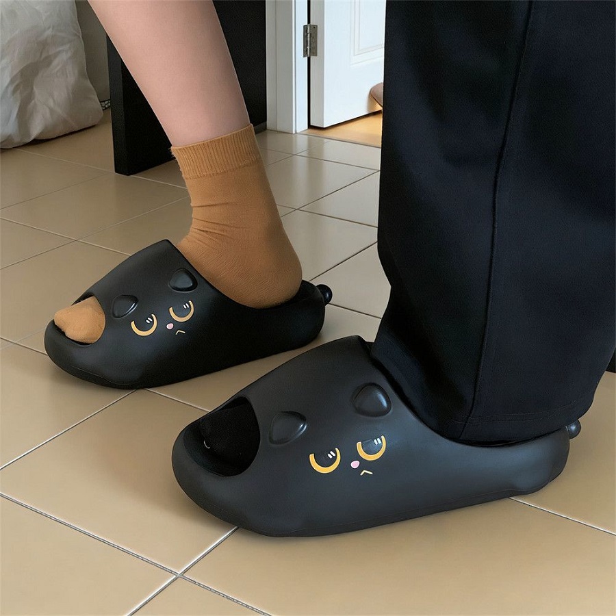 New Black Cat Slippers for Wom - Men'S Shoes With Platform 评论和价格