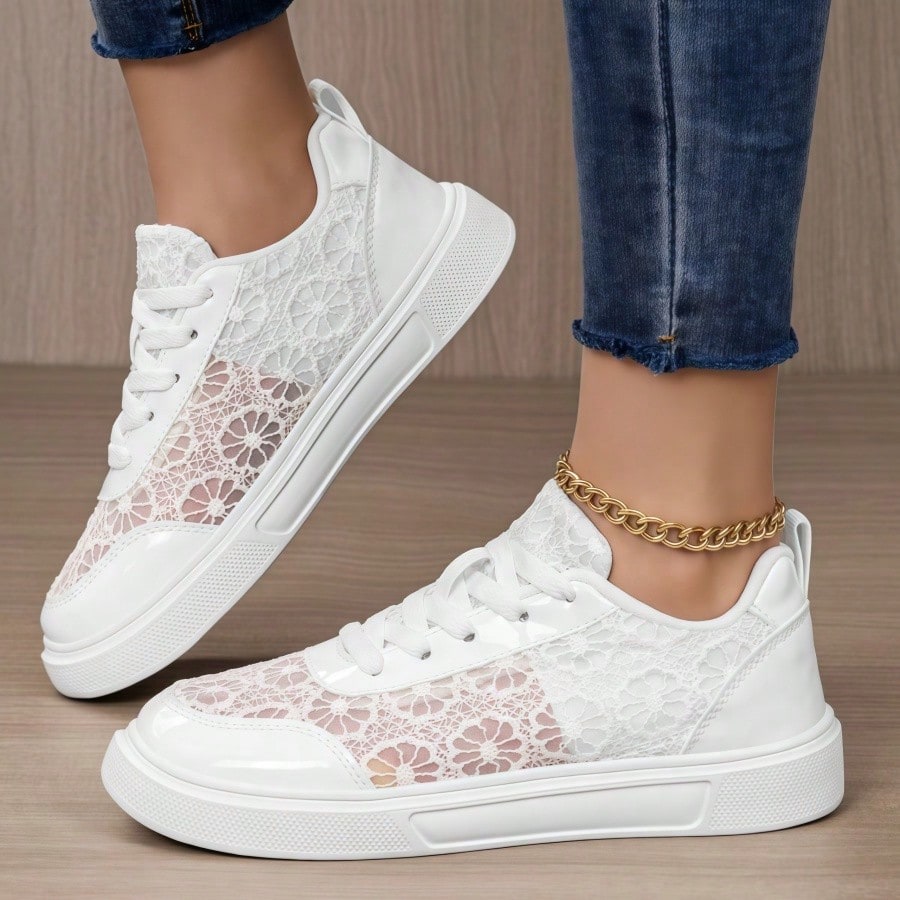 Women's White & Black Mesh Sne - Mesh Trainer Breathable 评论和价格