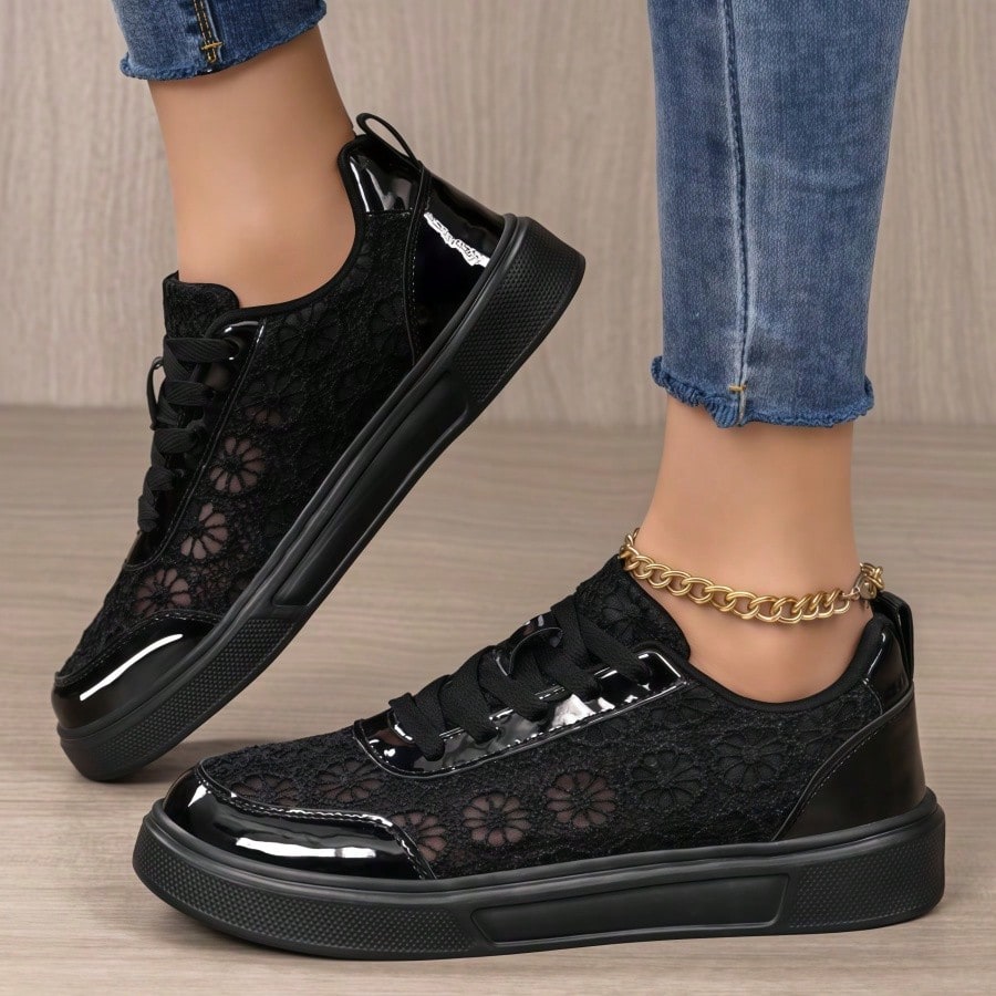 Women's White & Black Mesh Sne - Mesh Trainer Breathable 评论和价格