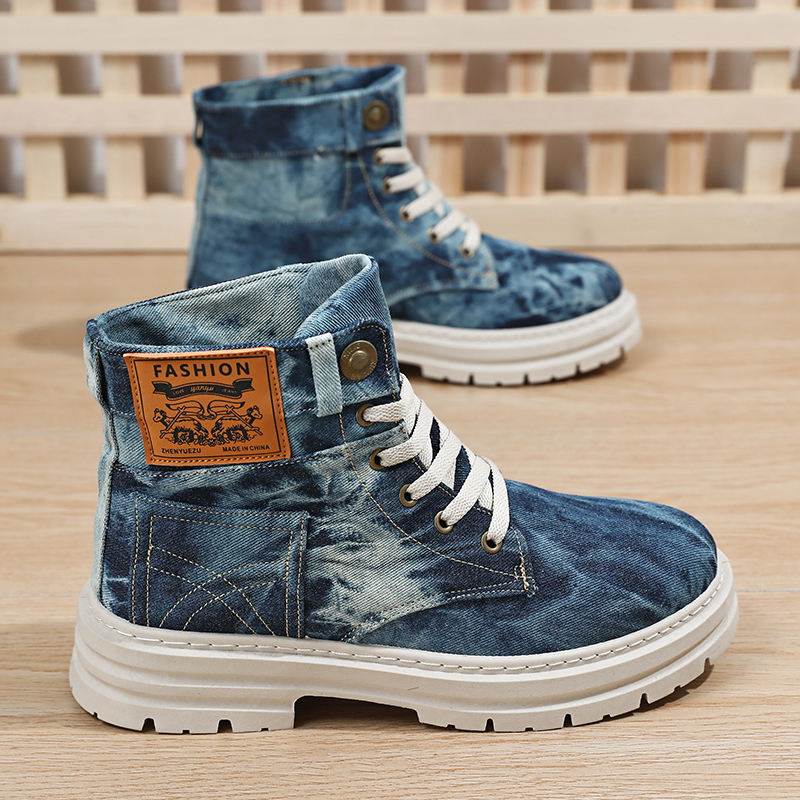 Washable Tie-Dye Denim High-To - Men'S Shoes Grip 评论和价格