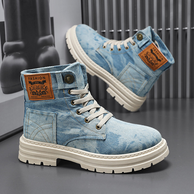 Washable Tie-Dye Denim High-To - Men'S Shoes Grip 评论和价格