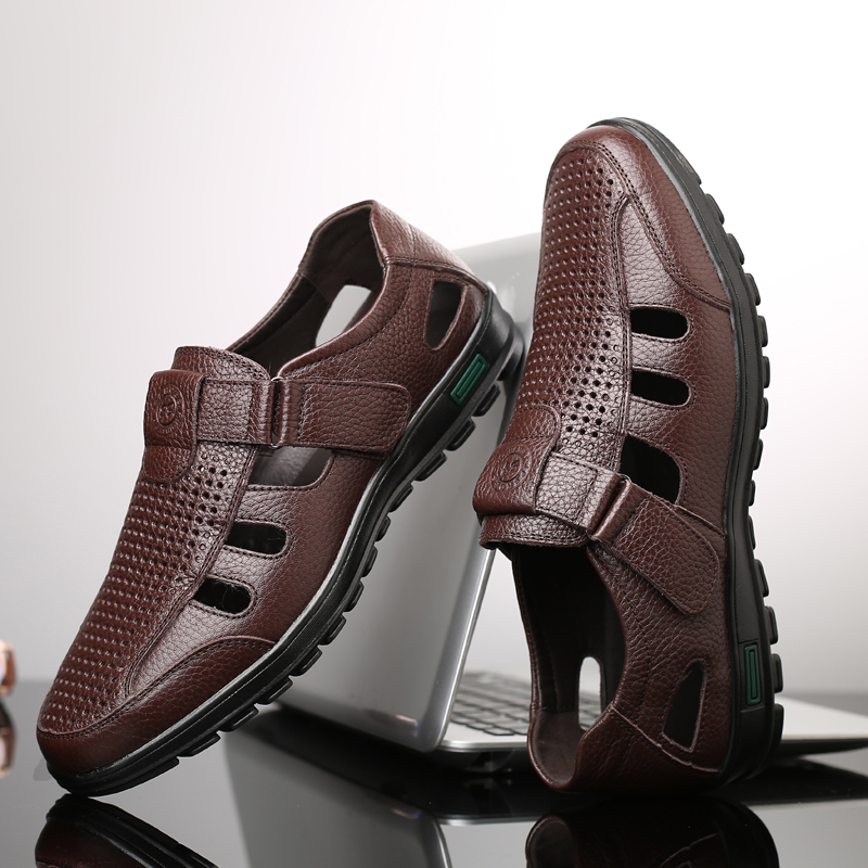 Men's Genuine Leather Sandals  - Men Shoes Eu To Us Size 评论和价格