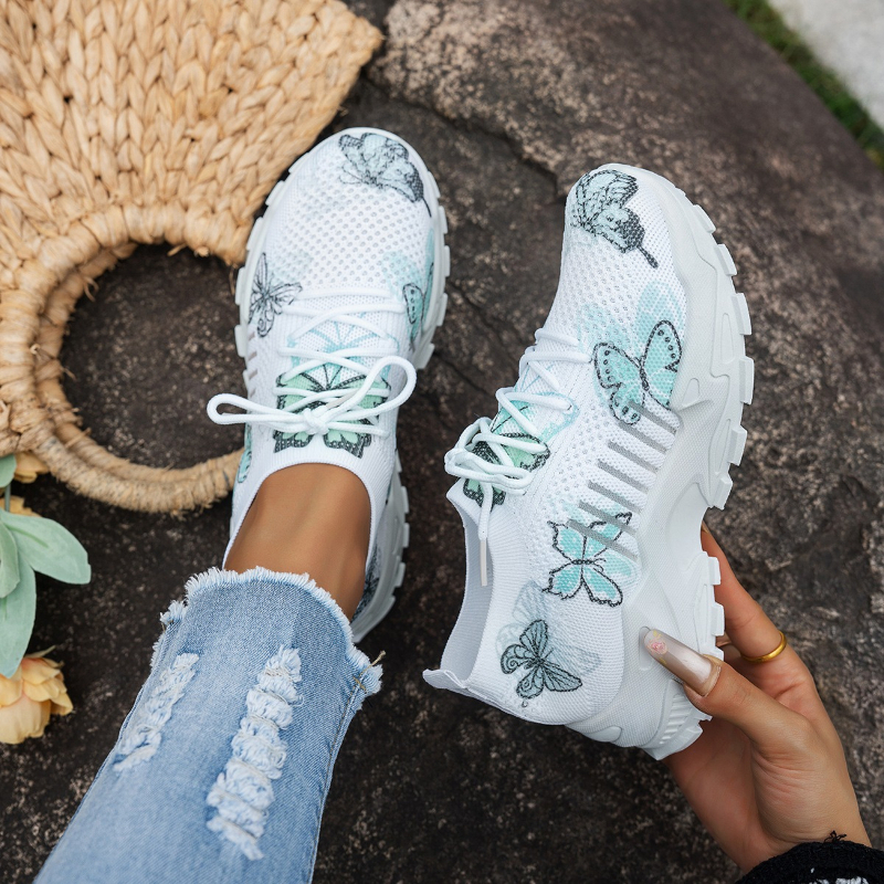 Women Butterfly Print Mesh Sne - Mesh Trainer Breathable 评论和价格