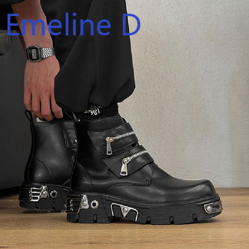 Dark Punk High Top Shoes Fashi - Men'S Shoes Height Increase 评论和价格