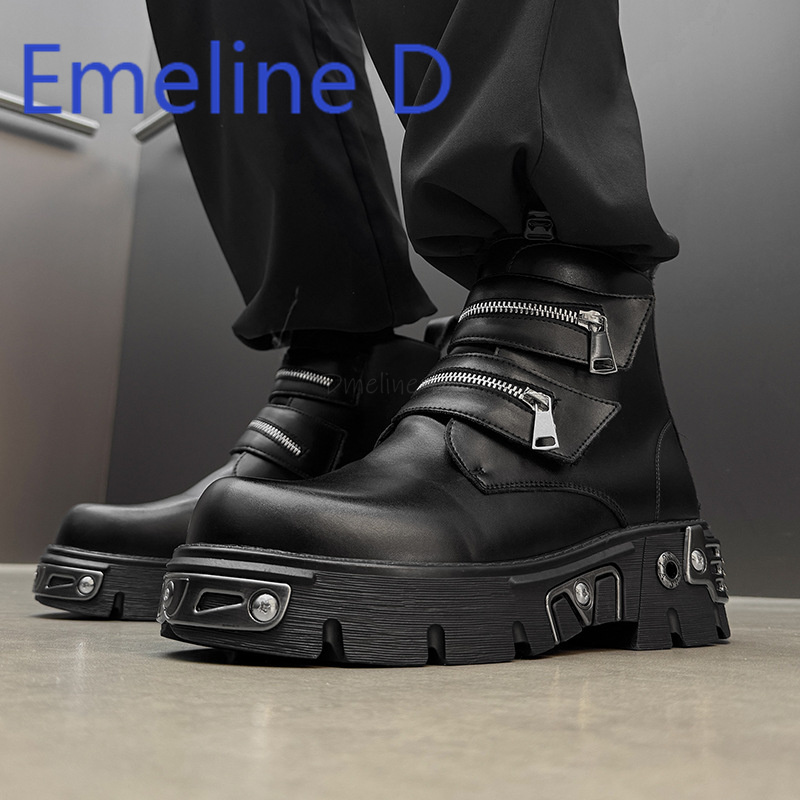 Dark Punk High Top Shoes Fashi - Men'S Shoes Height Increase 评论和价格