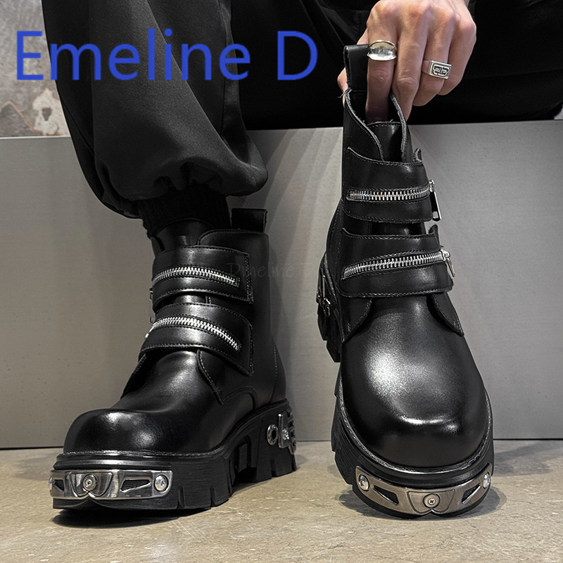 Dark Punk High Top Shoes Fashi - Men'S Shoes Height Increase 评论和价格